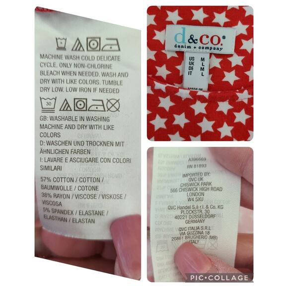 D&Co Star Tank Top Tunic Size Medium Red White Sleeveless Patriotic‎ USA Stretch - Picture 5 of 7